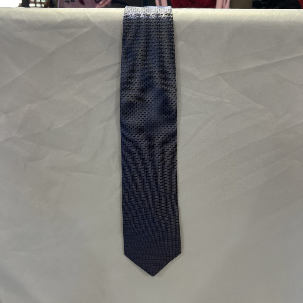 Pierre Cardin Tie Mens Blue All Silk Geometric Woven Necktie Formal beautiful 18